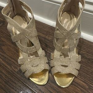 Marc Jacobs Gold Textured Strappy Heels